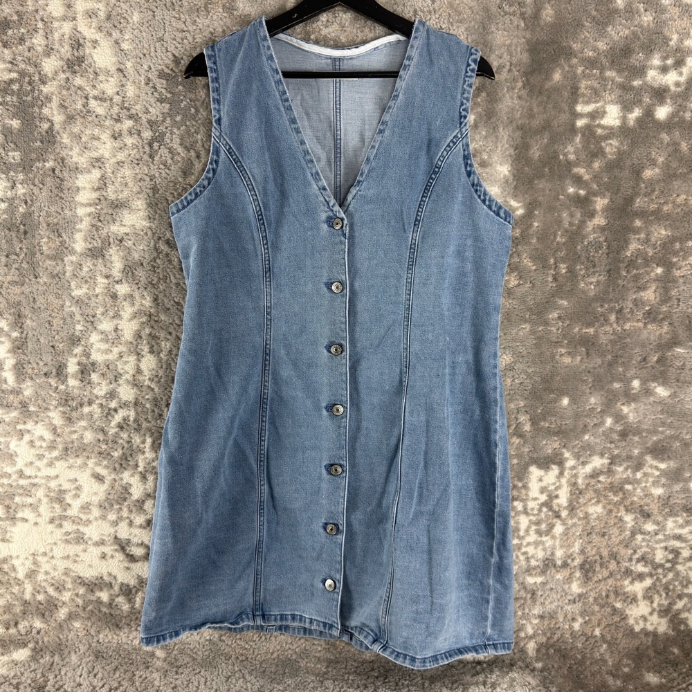 Abercrombie & Fitch Size XL Button Up Denim Mini Sleeveless Dress Blue Women